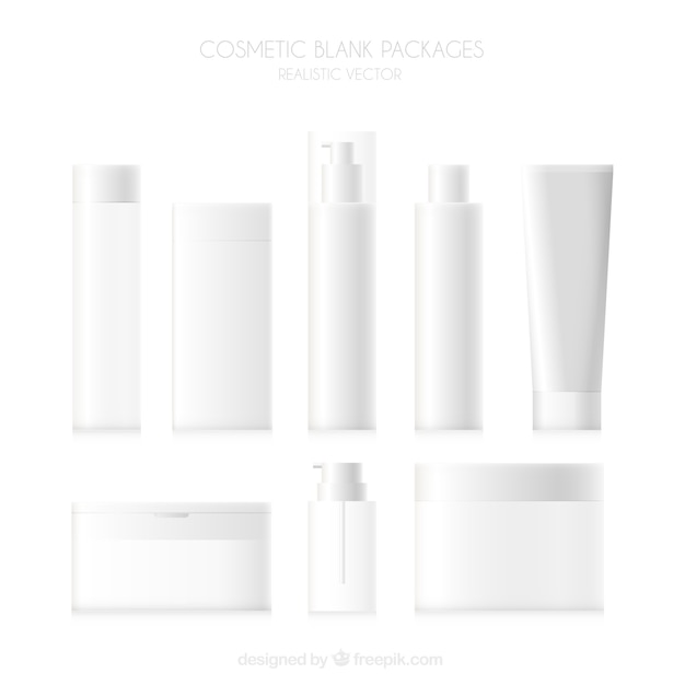 Set de productos de cosmética en blanco