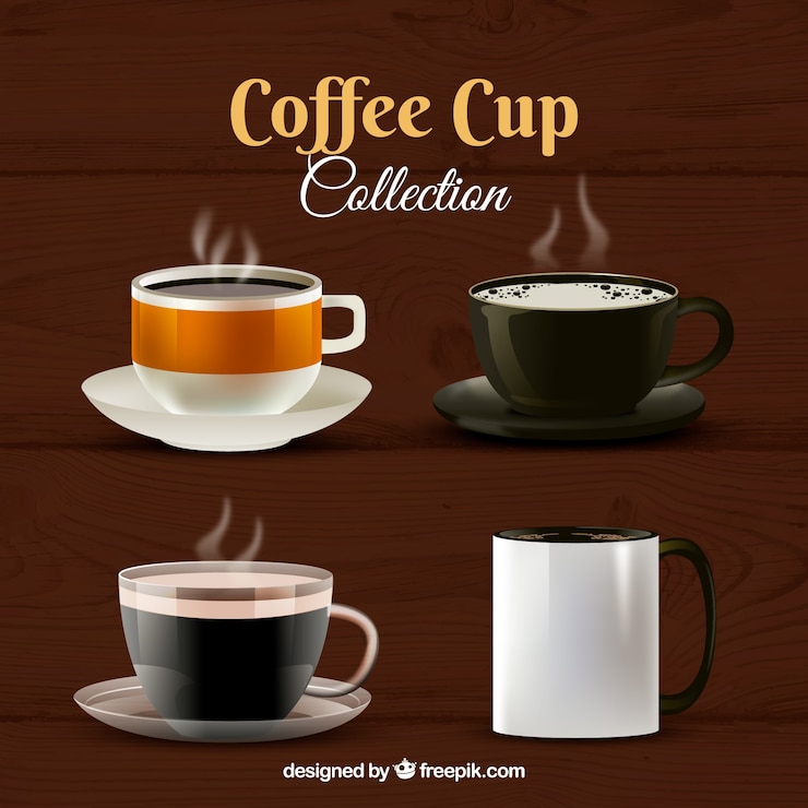 Vector gratuito set realista de tazas de café