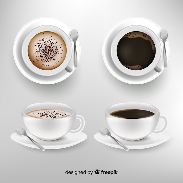 Vector gratuito set realista de tazas de café