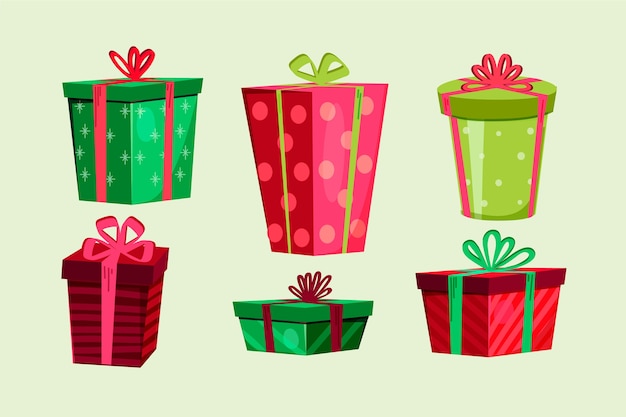 Vector gratuito set de regalo de navidad dibujado a mano