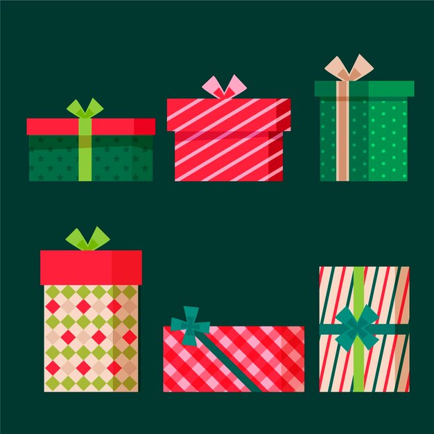 Set de regalo de navidad de diseño plano
