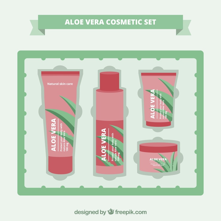 Vector gratuito set de regalo de productos de aloe vera