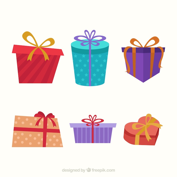 Vector gratuito set de regalos navideños vintage