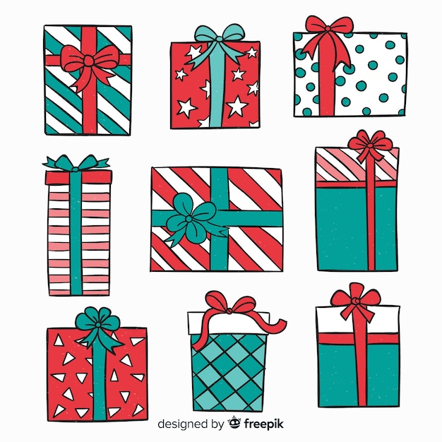 Vector gratuito set de regalos navideños