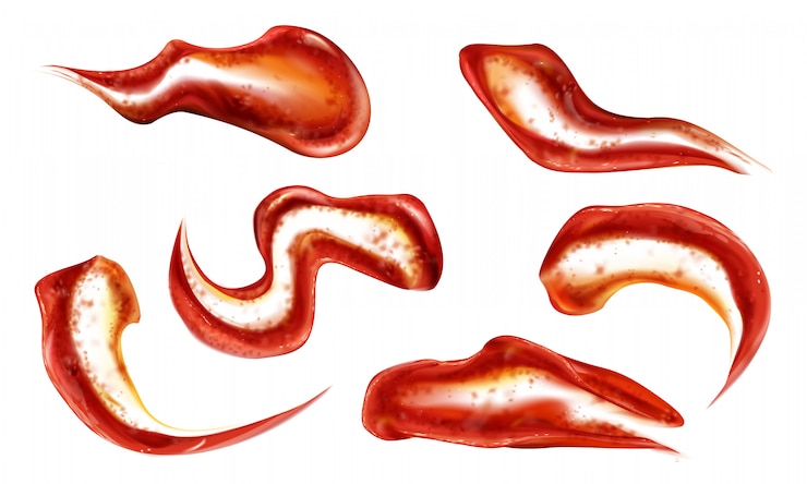 Vector gratuito set de salpicaduras de salsa de tomate
