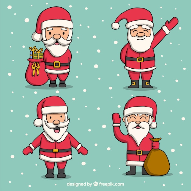 Vector gratuito set de santa claus dibujados a mano