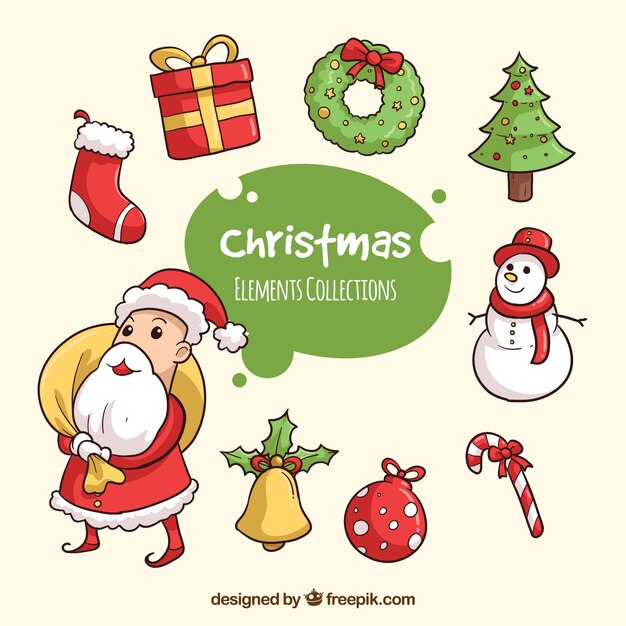 Set de santa claus con objetos decorativos