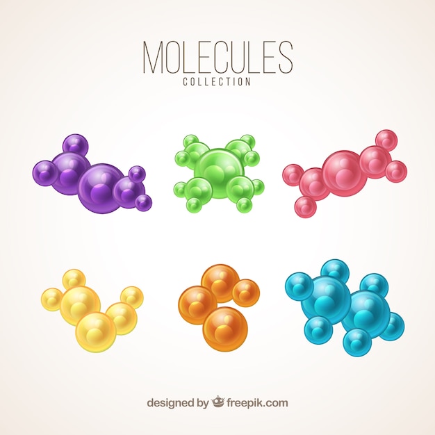Set de seis estructuras moleculares 
