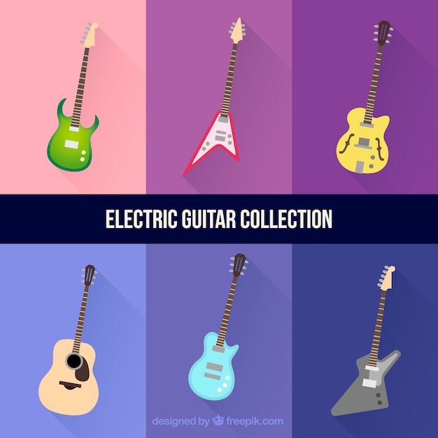 Vector gratuito set de seis guitarras eléctricas