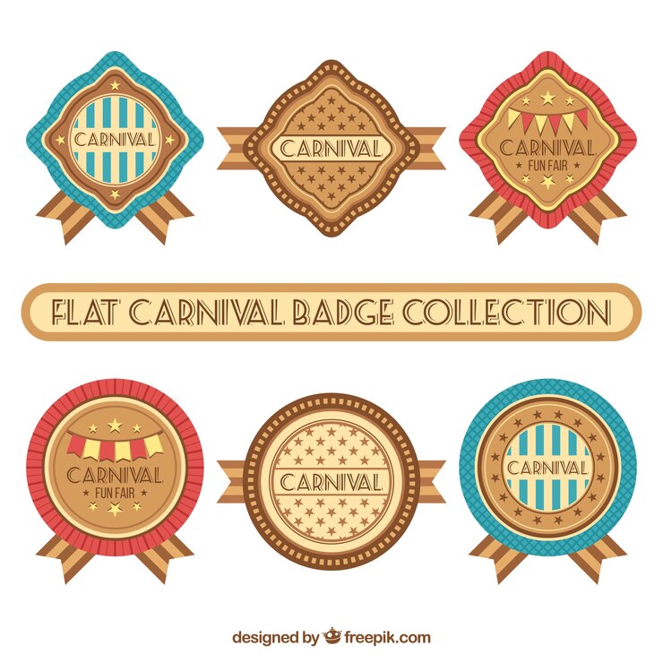 Vector gratuito set de seis insignias de carnaval 
