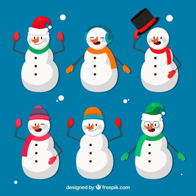 Set de seis muñecos de nieve 