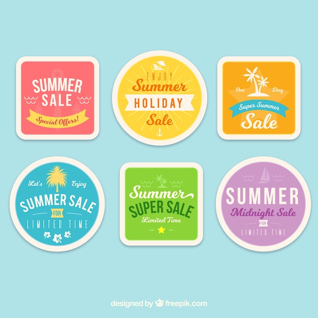Set de seis pegatinas de ofertas de verano