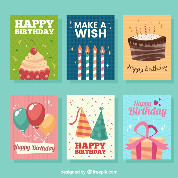 Set de seis tarjetas de cumpleaños 