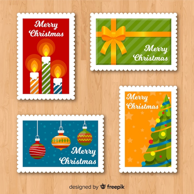 Vector gratuito set de sellos de navidad