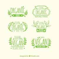 Vector gratuito set de sies etiquetas de alimentos orgánicos