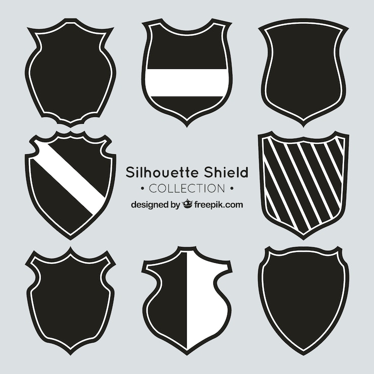 Vector gratuito set de siluetas de escudos 