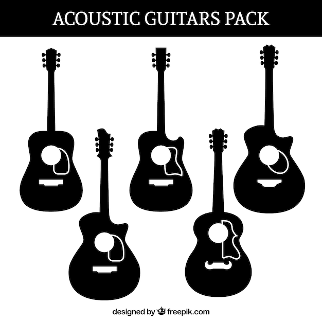 Vector gratuito set de siluetas de guitarras acústicas