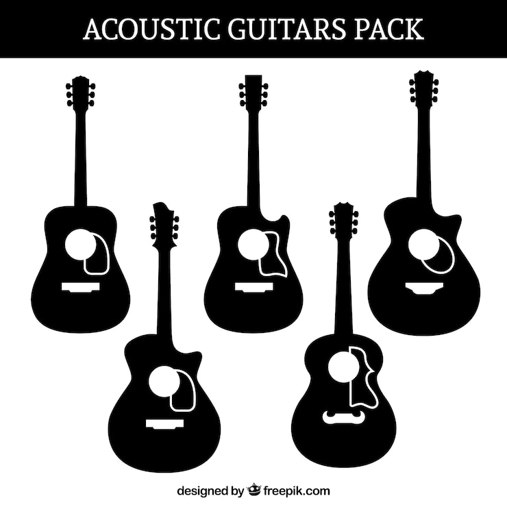 Vector gratuito set de siluetas de guitarras acústicas