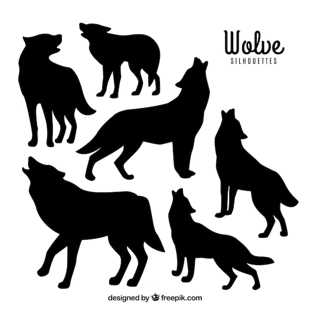 Vector gratuito set de siluetas de lobos