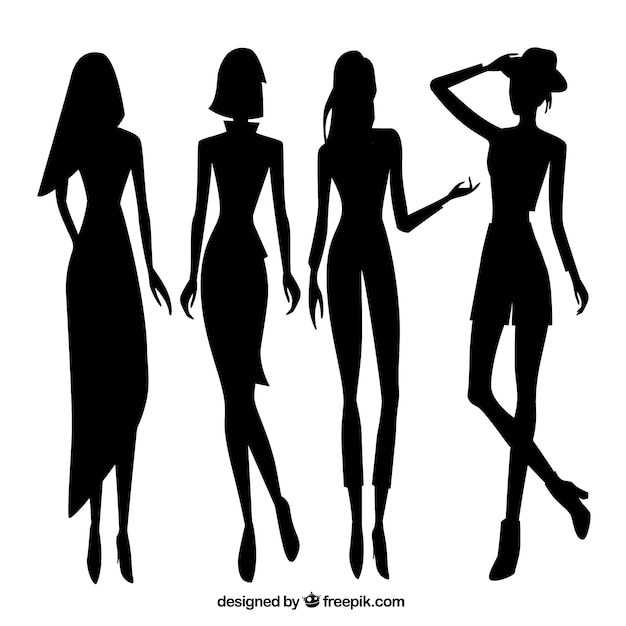 Set de siluetas de modelos mujeres