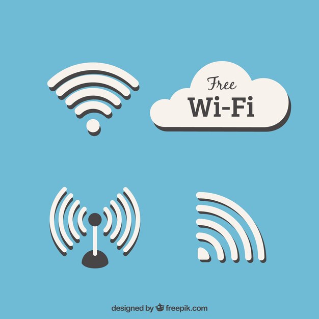 Set de símbolos de wifi en diseño plano 