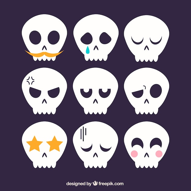 Vector gratuito set de simpáticas calaveras