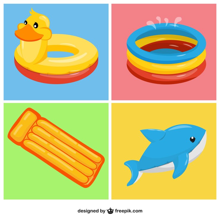Vector gratuito set de simpáticos juguetes inflables