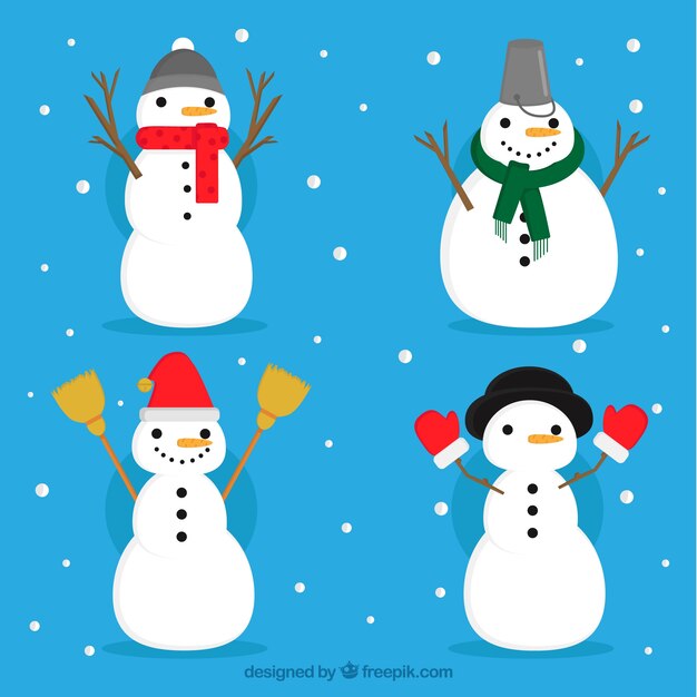 Set de simpáticos muñecos de nieve 