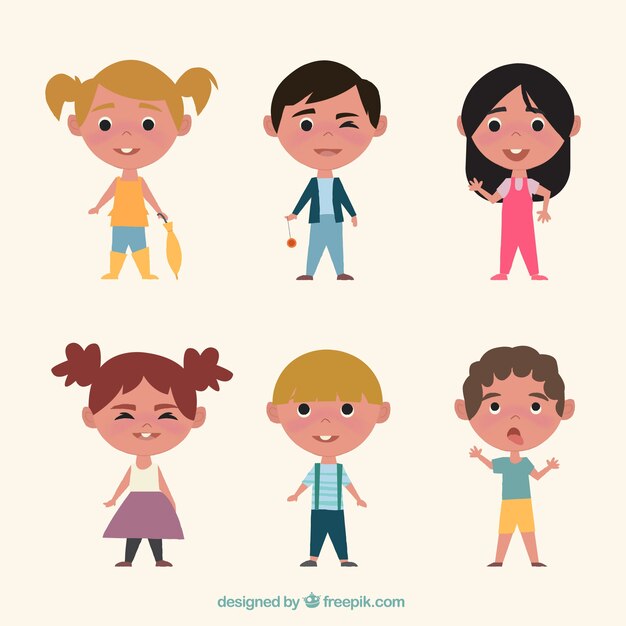 Set de simpáticos niños en estilo vintage