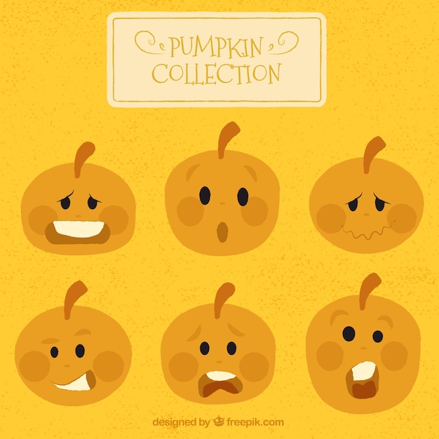 Vector gratuito set de simpáticos personajes de calabaza