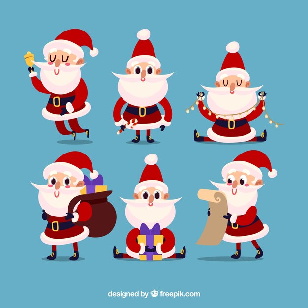 Set de simpáticos personajes de santa claus