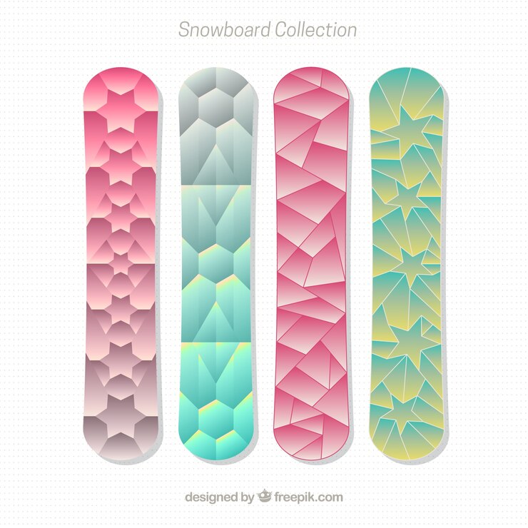 Vector gratuito set de snowboards en diseño poligonal