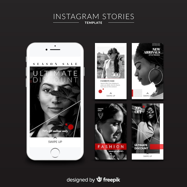 Vector gratuito set de stories de instagram sobre compras de moda