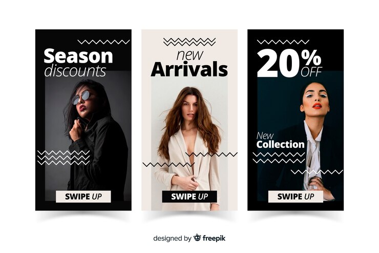 Vector gratuito set de stories de instagram sobre compras de moda