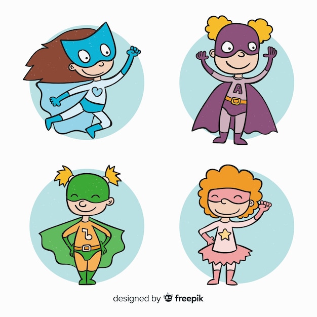 Vector gratuito set de superheroinas