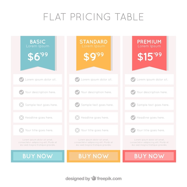 Set de tabla de precios 