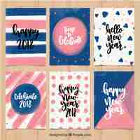 Vector gratuito set de tarjetas abstractas de año nuevo de acuarela