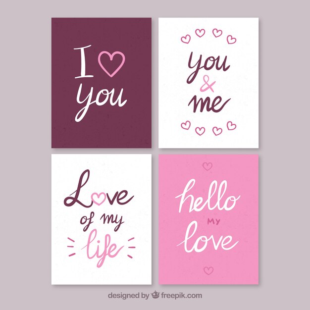 Set de tarjetas de amor con bonitos mensajes