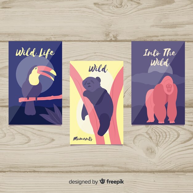 Set de tarjetas de animales salvajes