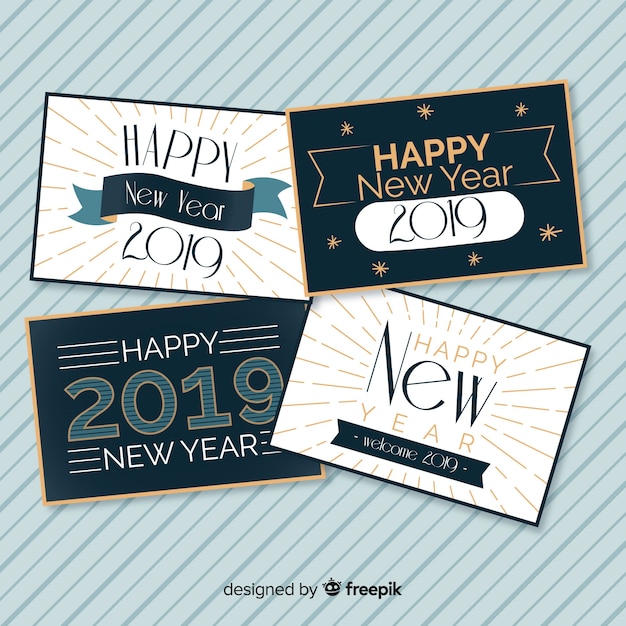 Set de tarjetas de año nuevo 2019