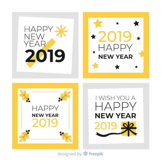 Set de tarjetas de año nuevo 2019