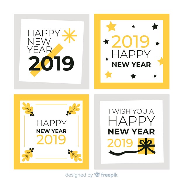 Set de tarjetas de año nuevo 2019