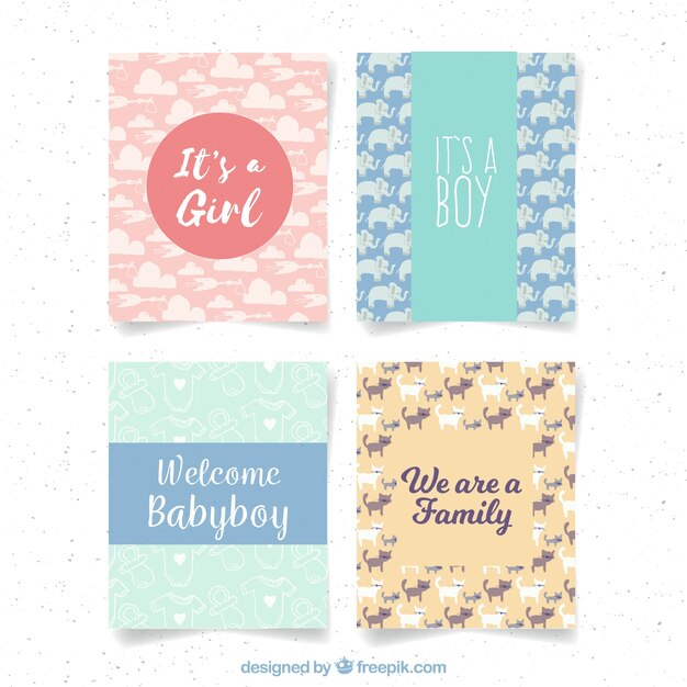 Set de tarjetas de bebé en estilo hecho a mano