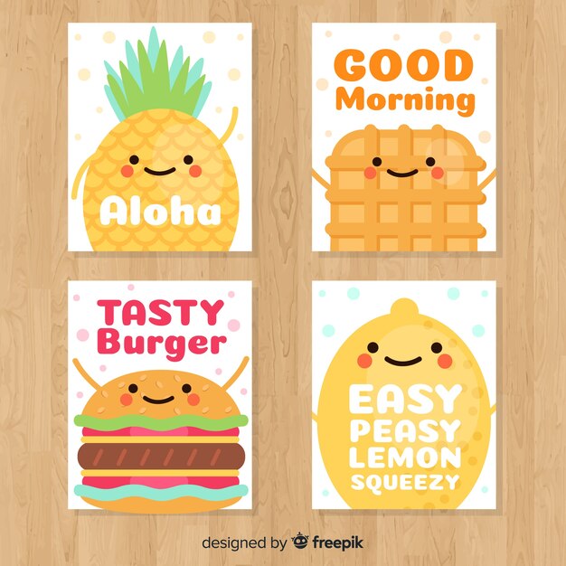 Set de tarjetas de comida