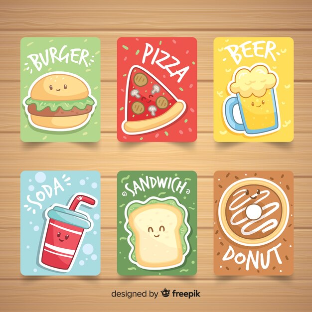 Set de tarjetas de comida