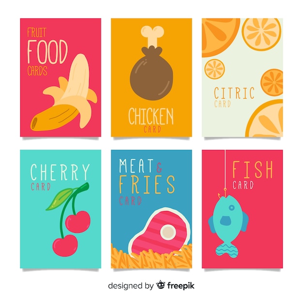 Set de tarjetas de comida