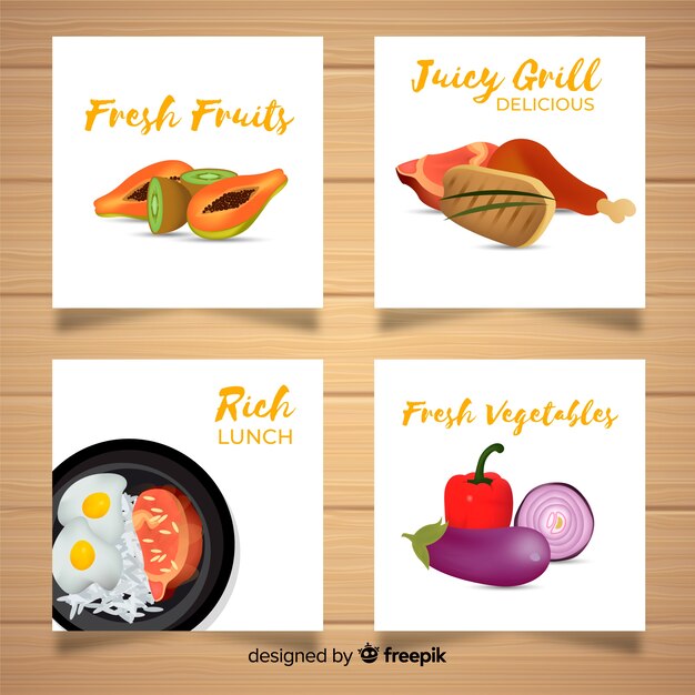 Set de tarjetas de comida