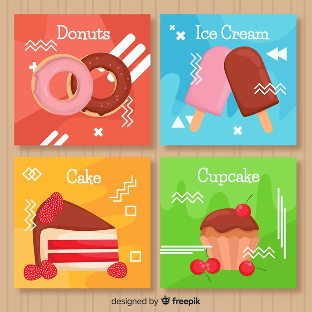 Set de tarjetas de comida