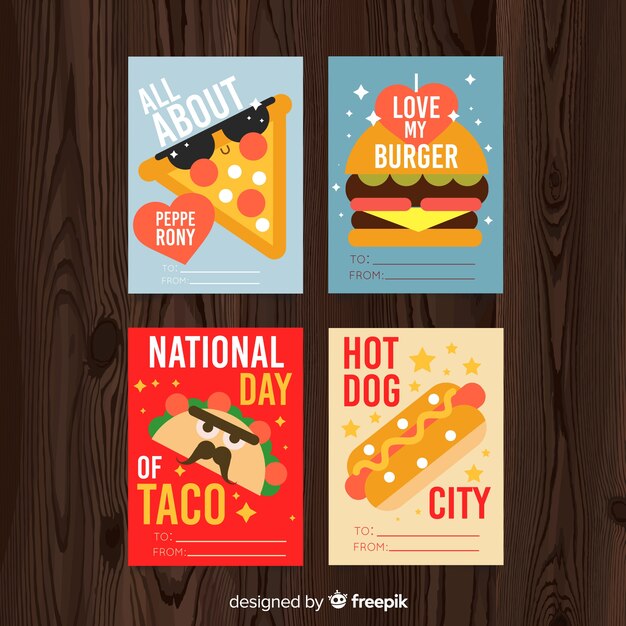 Set de tarjetas de comida