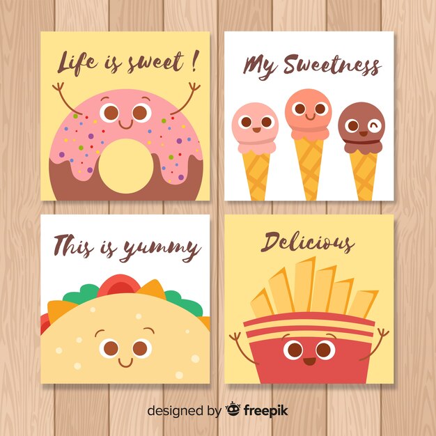 Set de tarjetas de comida